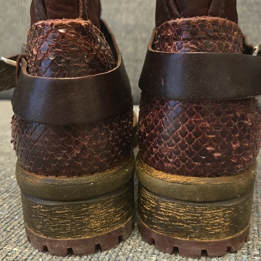 Felmini Burgundy Leather Ankle Booties-Size 39 8.5 - Picture 7 of 12